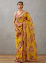 Georgette Yellow Traditional Wear Printed Saree